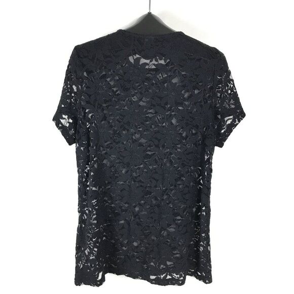Torrid Sheer Stretch Lace Crew Neck Tee Women's Size 10 / M-L Black Floral - Picture 5 of 11